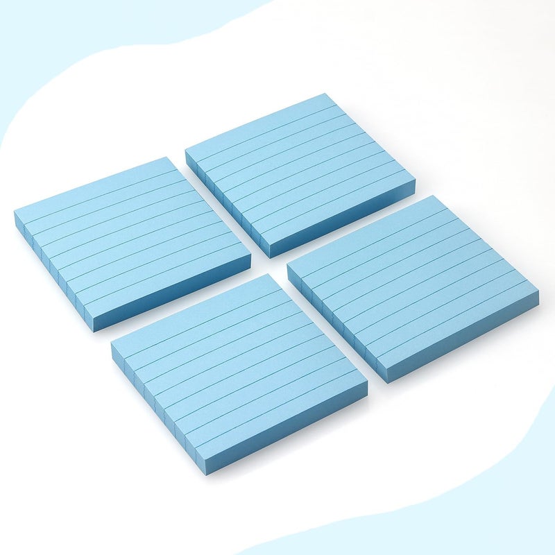 Eastern Wolf Lined Sticky Notes 3x3 Sticky Notes with Lines Self-Stick Notes Bright Color 4 Pads 90 Sheets/Pad (Light Blue) - Image 3